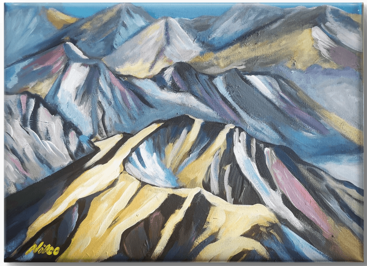 Abstraktes Acrylgemälde 30 x 40 cm. Gebirge. (Preis ohne Rahmen)
