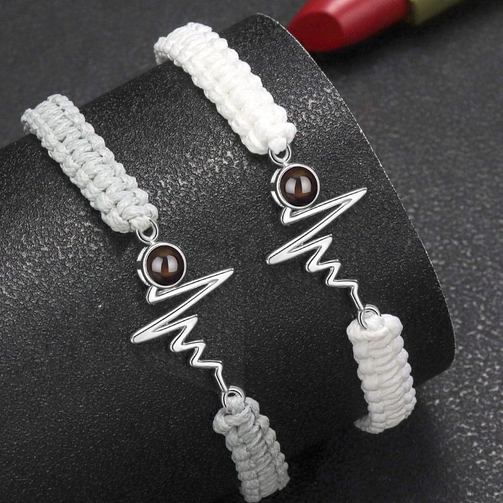 925 Silber Personalisierte Sonne Kreis Armband mit Bild im Stein - Verstellbares handgefertigtes Flecht Segeltau Armband, in verschiedenen Farben