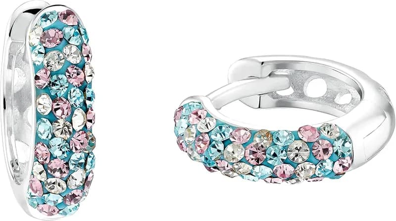 Prinzessin Lillifee Creolen 925 Sterling Silber Mädchen Kinder Ohrschmuck, mit Schmucksteinen, Kommt in Schmuck Geschenk Box