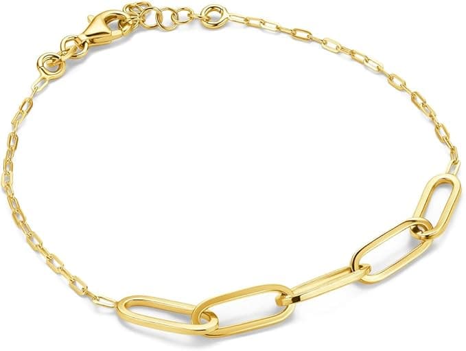 MIORE Schmuck Handgefertigt in Italien, Armband Damen Silber 925, Armband Vergoldet 18K Gold, Paperclip ArmKette Damen Silber 925, Armband Silber, Silber Armband Damen 925