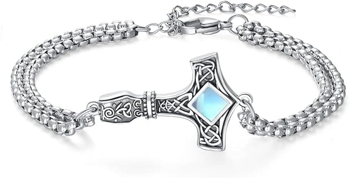 ZIPPICE Thors Hammer Armband 925 Sterling Silber Mjölnir Armband Armbänder Damen Keltischer Knoten Nordische Wikinger Armband Schmuck für Frauen