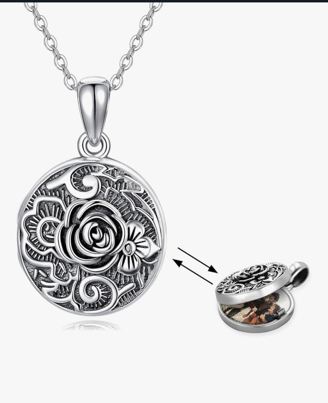 CUOKA MIRACLE Bild Kette 925 Sterling Silber Runden Medaillon Halskette Foto Amulett Bilder Anhänger Halskette zum Öffnen von Bildern Schmuck Geschenke für Damen Frauen Mädchen Mama Großmutter