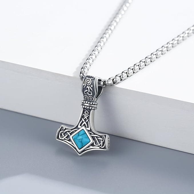 ZIPPICE Thors Hammer Halskette 925 Sterling Silber Wikinger Keltischer Knoten Mjölnir Anhänger Nordische Wikinger Halskette Unisex Schmuck
