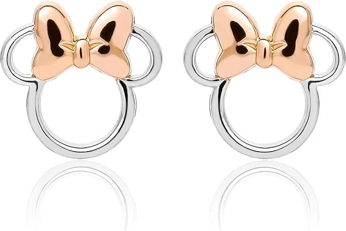Disney Minnie Mouse Ohrstecker Silber und Roségold Sterlingsilber, Einheitsgröße, Sterling Silber, Geschenk für Mädchen, Frauen, zum Geburtstag, Weihnachten
