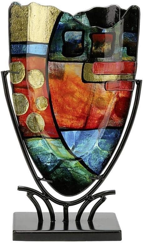GILDE GLAS art Dekovase XL – Designer Deko abstrakte Vase Dekoobjekt – Home Design für Wohnzimmer Schlafzimmer – Höhe 47,5 cm